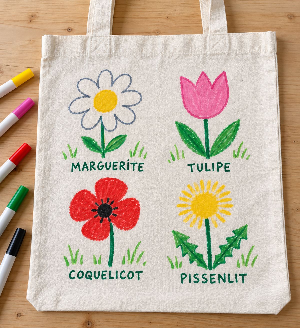 Mon sac du printemps : je dessine les fleurs!