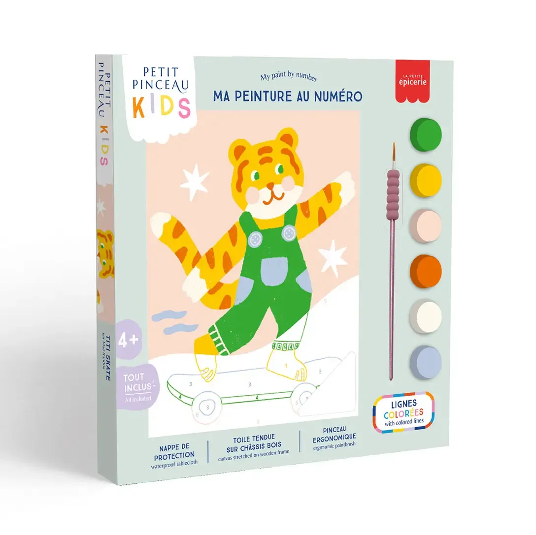 La Petite Épicerie Malen-nach-Zahlen-Set – Kids Titi Skate mit kleinem Pinsel