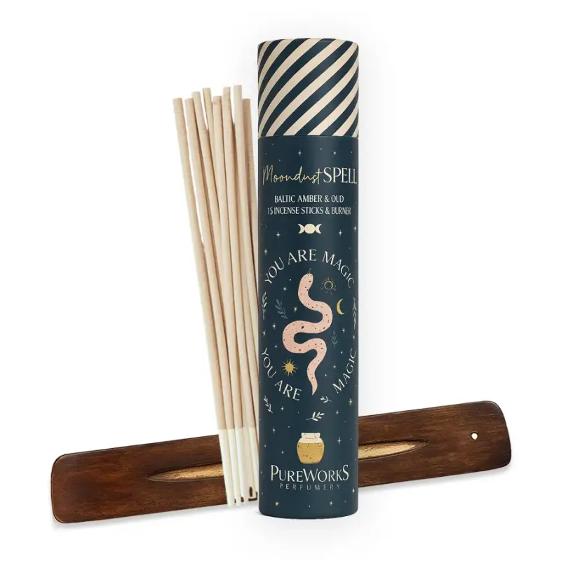 PureWorks Perfumery 15 Stk. "Moondust Spell" Räucherstäbchen mit Halter