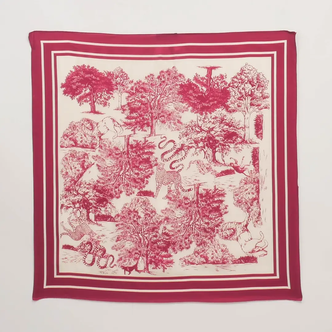 Cécile Wang Jungle Print Scarf Bordeaux 80x80cm KD8824VS-2