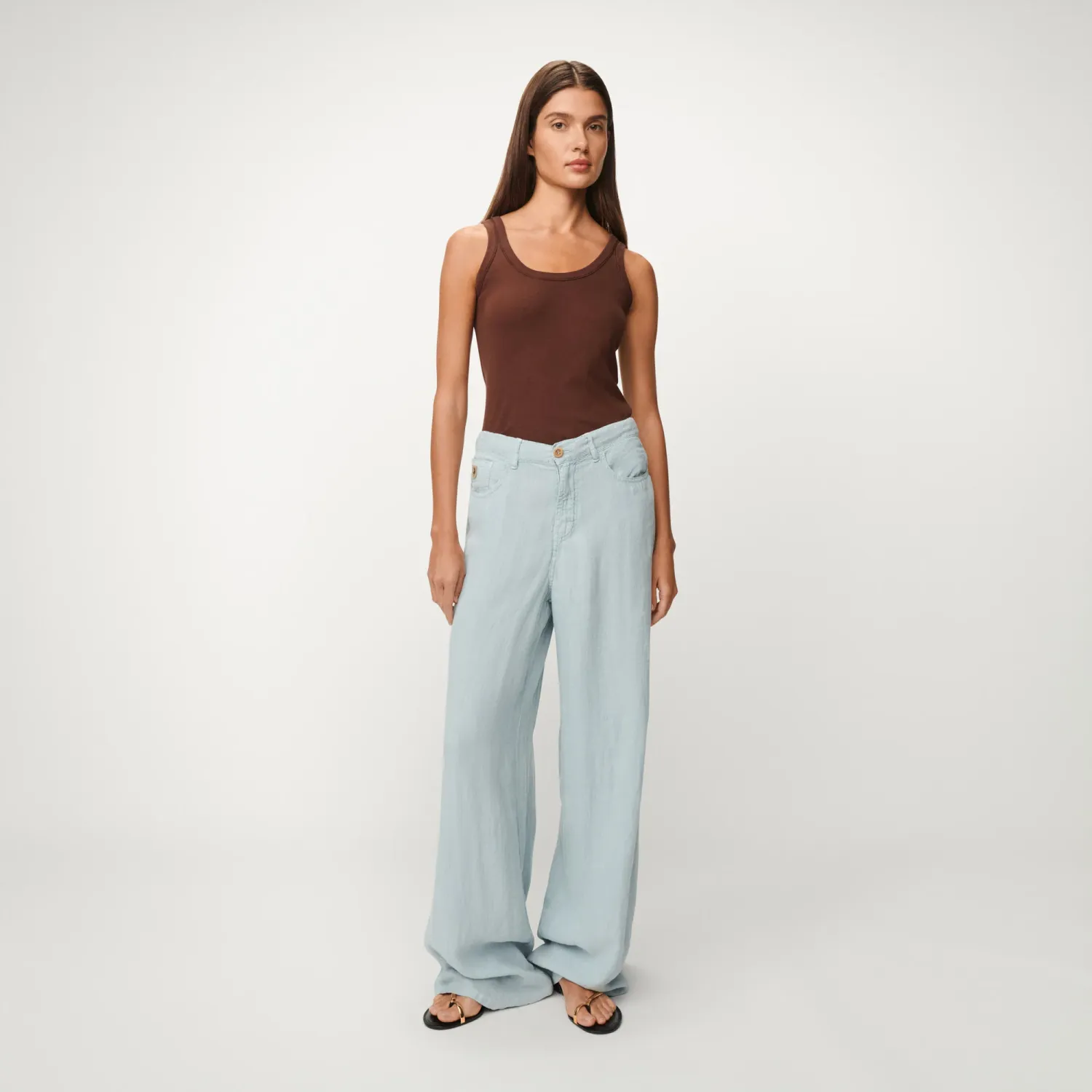 Lois Pants Marlene Aged Heavy Linen Pearl Blue 2936-7908