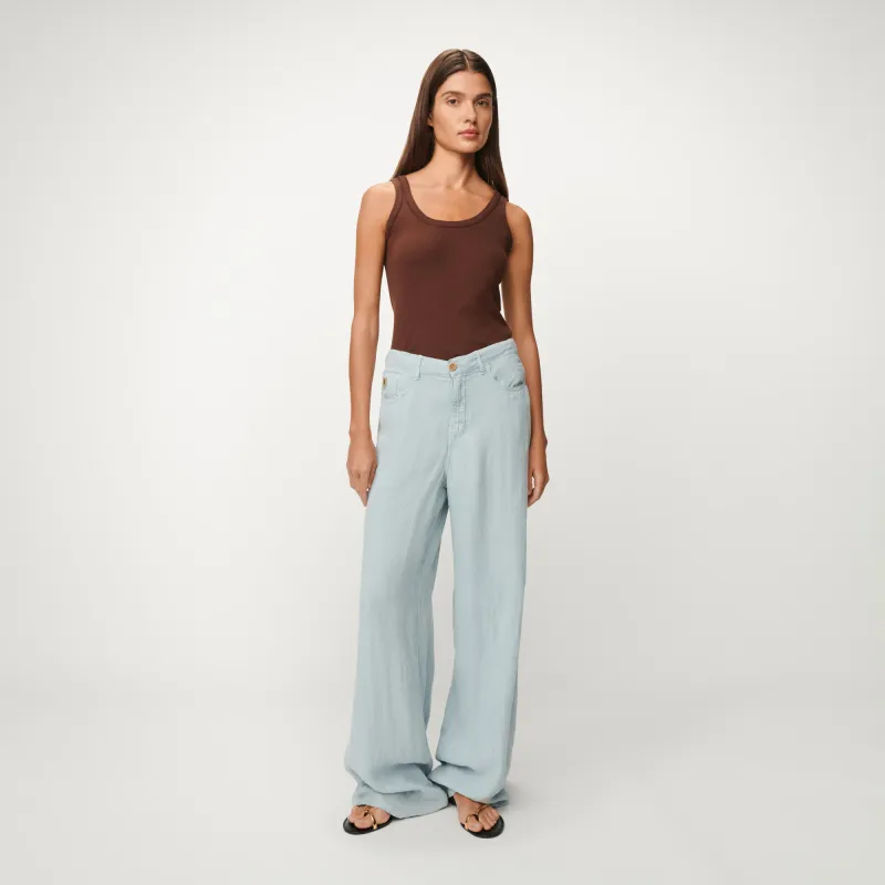 Lois Pants Marlene Aged Heavy Linen Pearl Blue 2936-7908