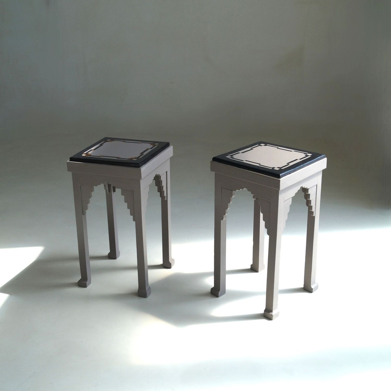 Dutch Art Deco Amsterdam School painted side tables, 1920s