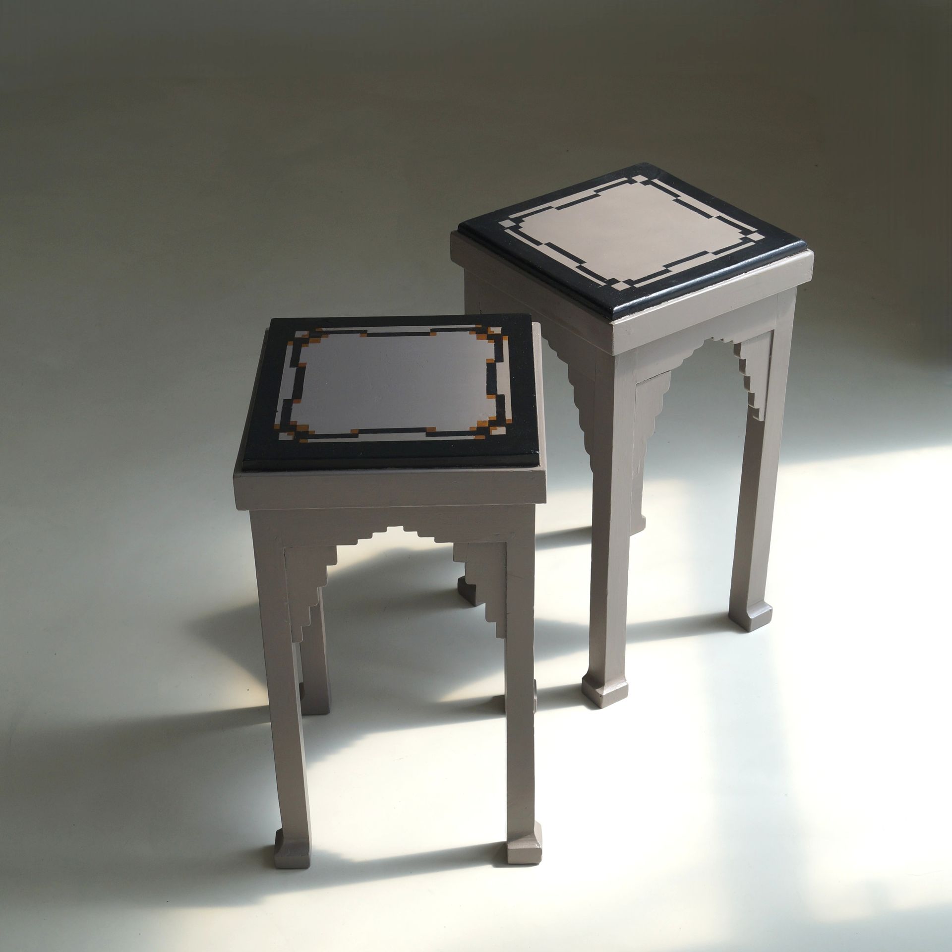 Dutch Art Deco Amsterdam School painted side tables, 1920s