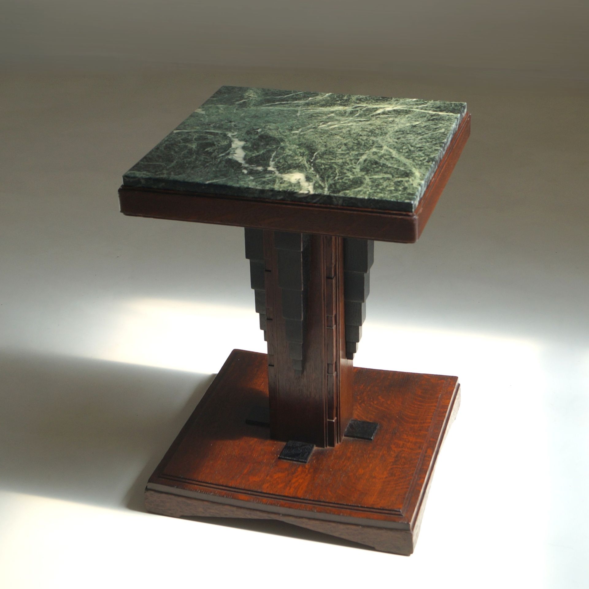 Dutch Art Deco  Amsterdam School accent table with green marble top, 1920s
