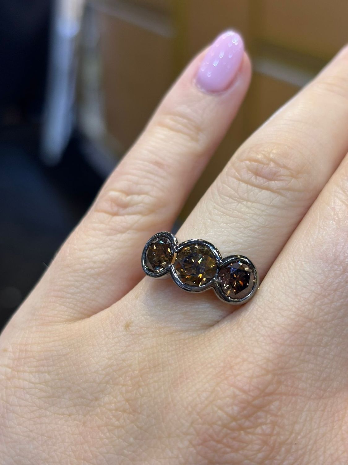 Anillo Diamantes Chocolate