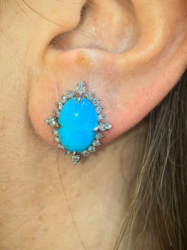 ​Aretes Turquesas y Diamantes