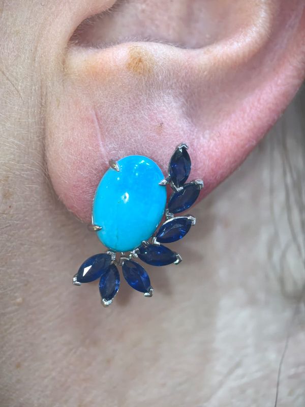 ​Aretes Turquesas y Diamantes