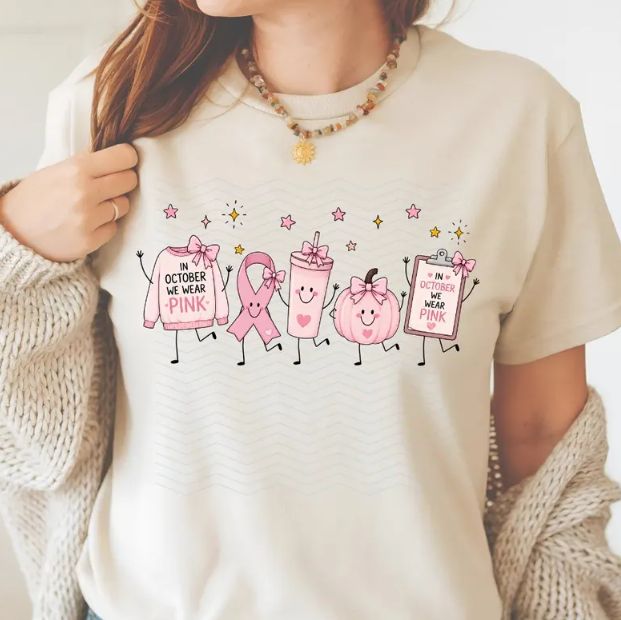 Breast Cancer Awareness Doodle Pink Ribbon Coquette Characters