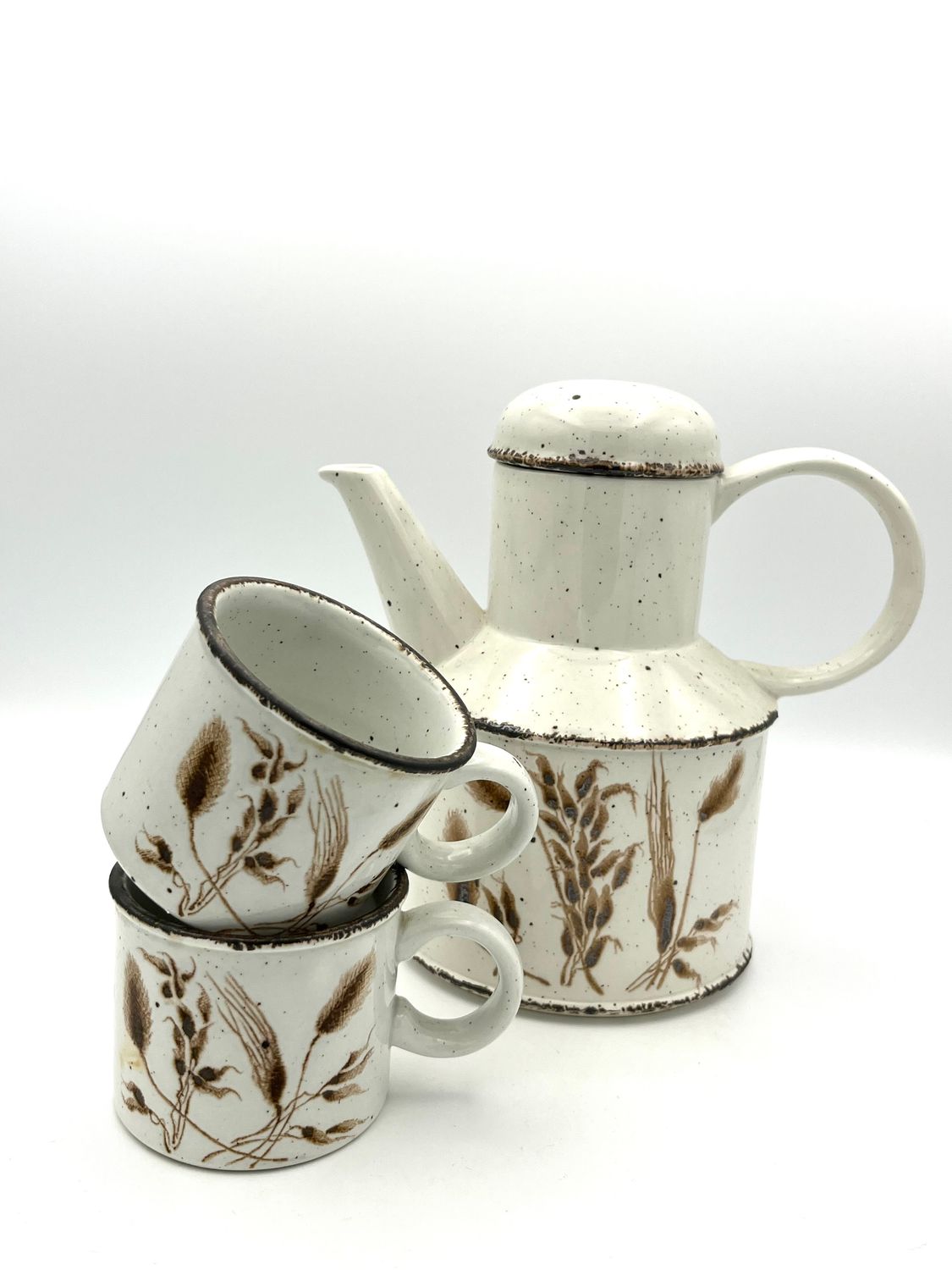 Midwinter Stonehenge „Wild Oats“ – Vintage-Kaffeekanne mit zwei Tassen