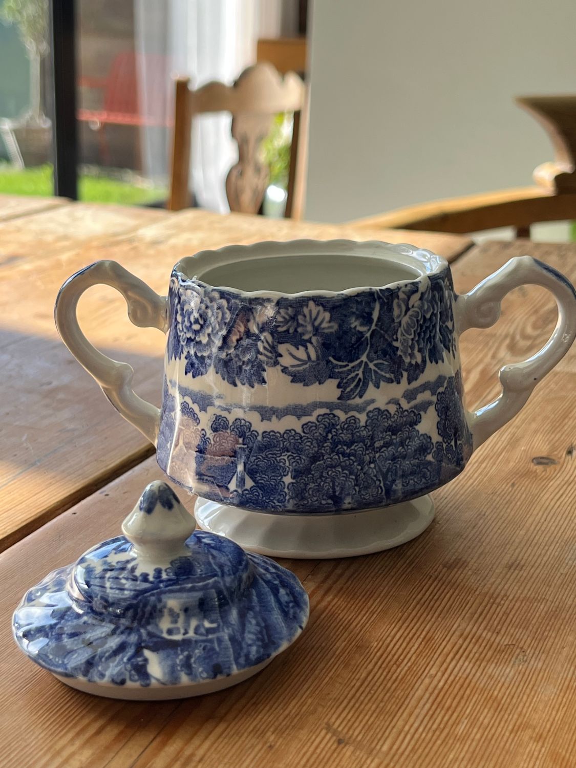 Wood &amp; Sons „English Scenery“ – Vintage-Zuckerdose in Blau-Weiß