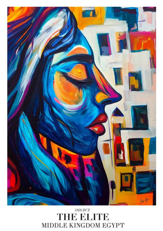 "1800 BCE "THE ELITE - Middle Kingdom Egypt" Mystique of the Nile, Abstract Lady Original Art Poster Print