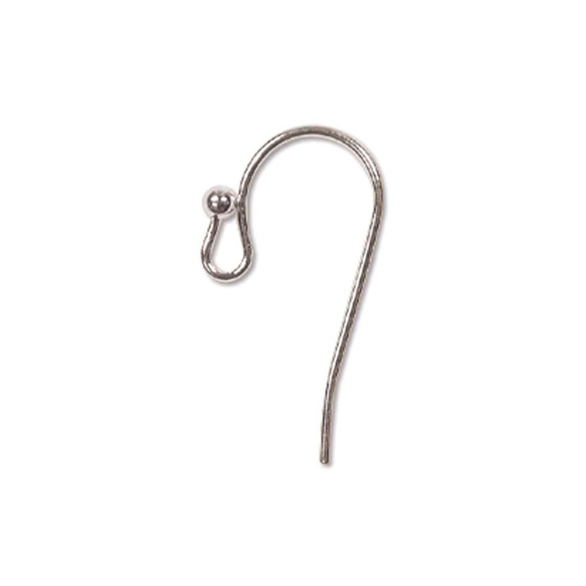 Earwires: 20mm with 2mm Ball Silver Plated (2 Pairs)
