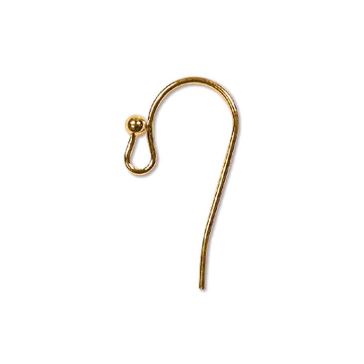 Earwires: 20mm with 2mm Ball Gold Plated (2 Pairs)