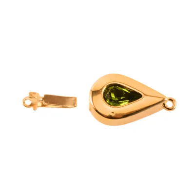 Teardrop Push Clasp: Green Crystal Gold Plated 1-Strand