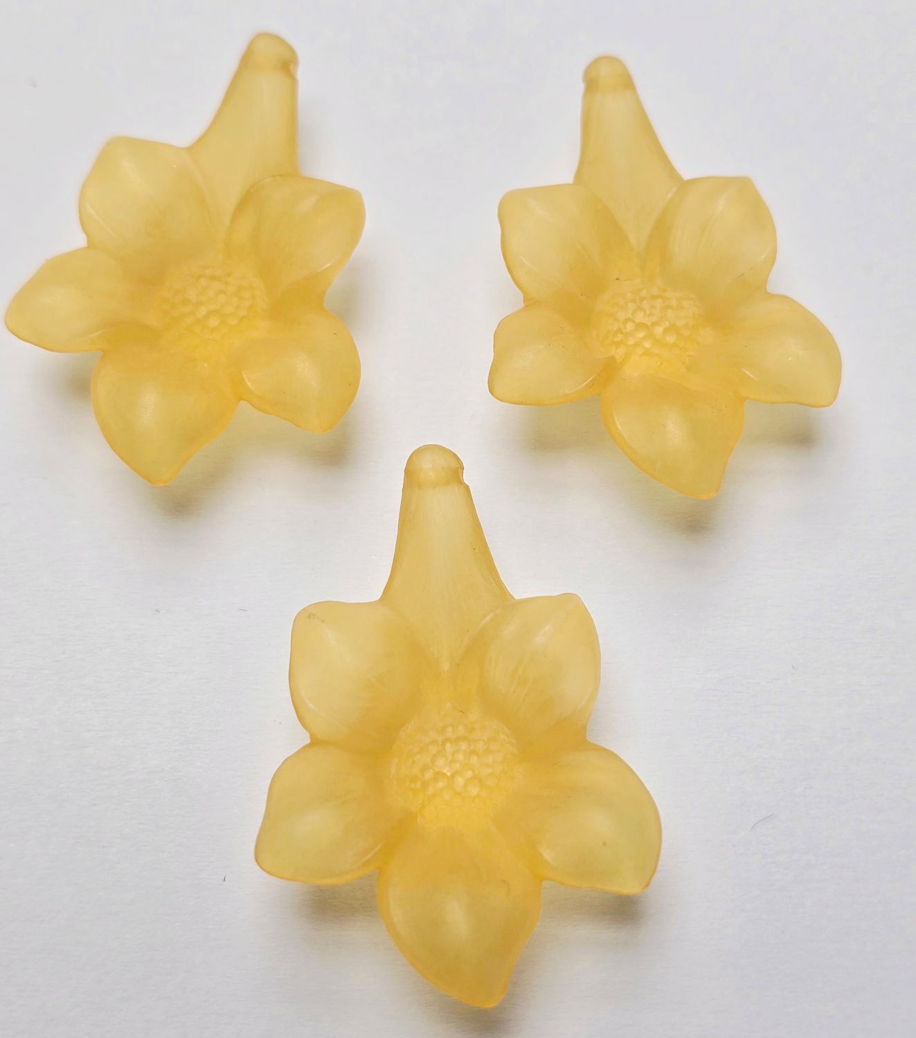 43mm Flower Pendant: Frosted Yellow German Resin
