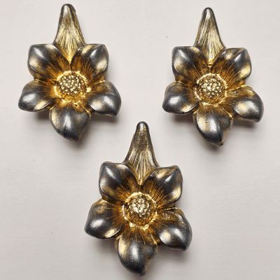 43mm Flower Pendant: Brushed Silver & Gold German Resin