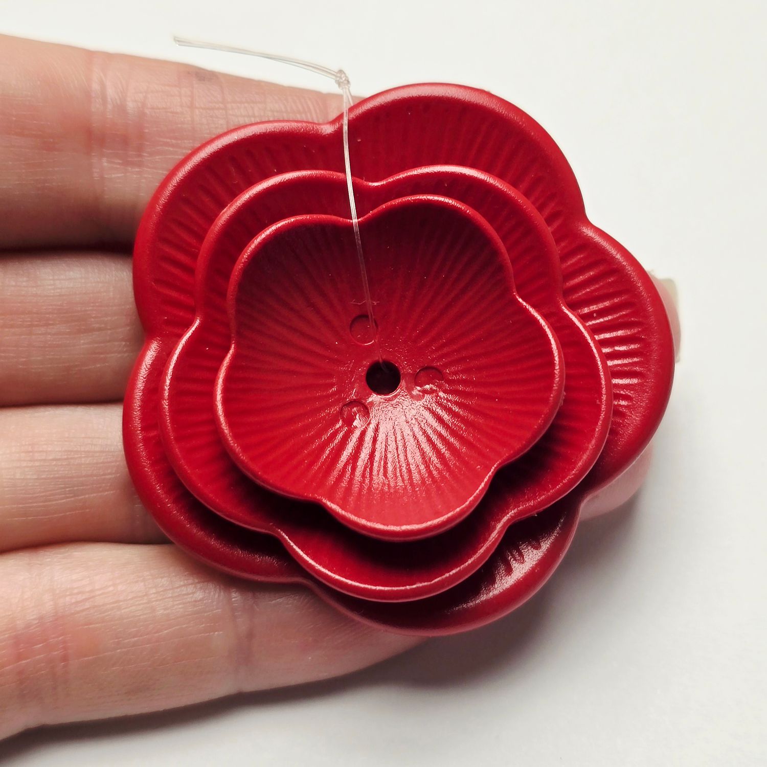 3-Piece Flower Set: Red German Resin