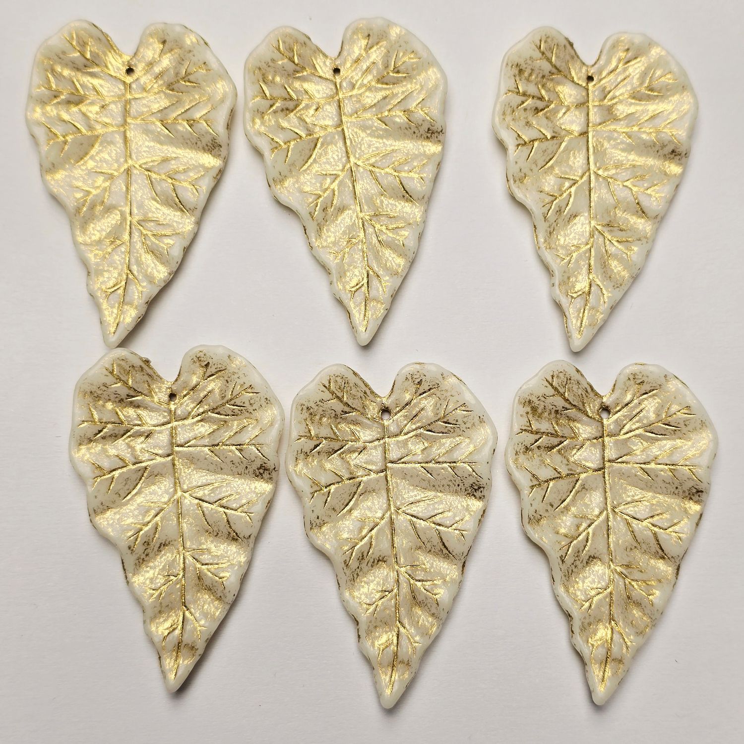 50mm Leaves: German Resin Cream Gold