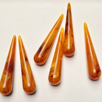 61mm Drop Pendants: Amber & Brown Swirl - German Resin