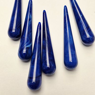 61mm Drop Pendants: Dark Blue with Lt Blue Swirl - German Resin