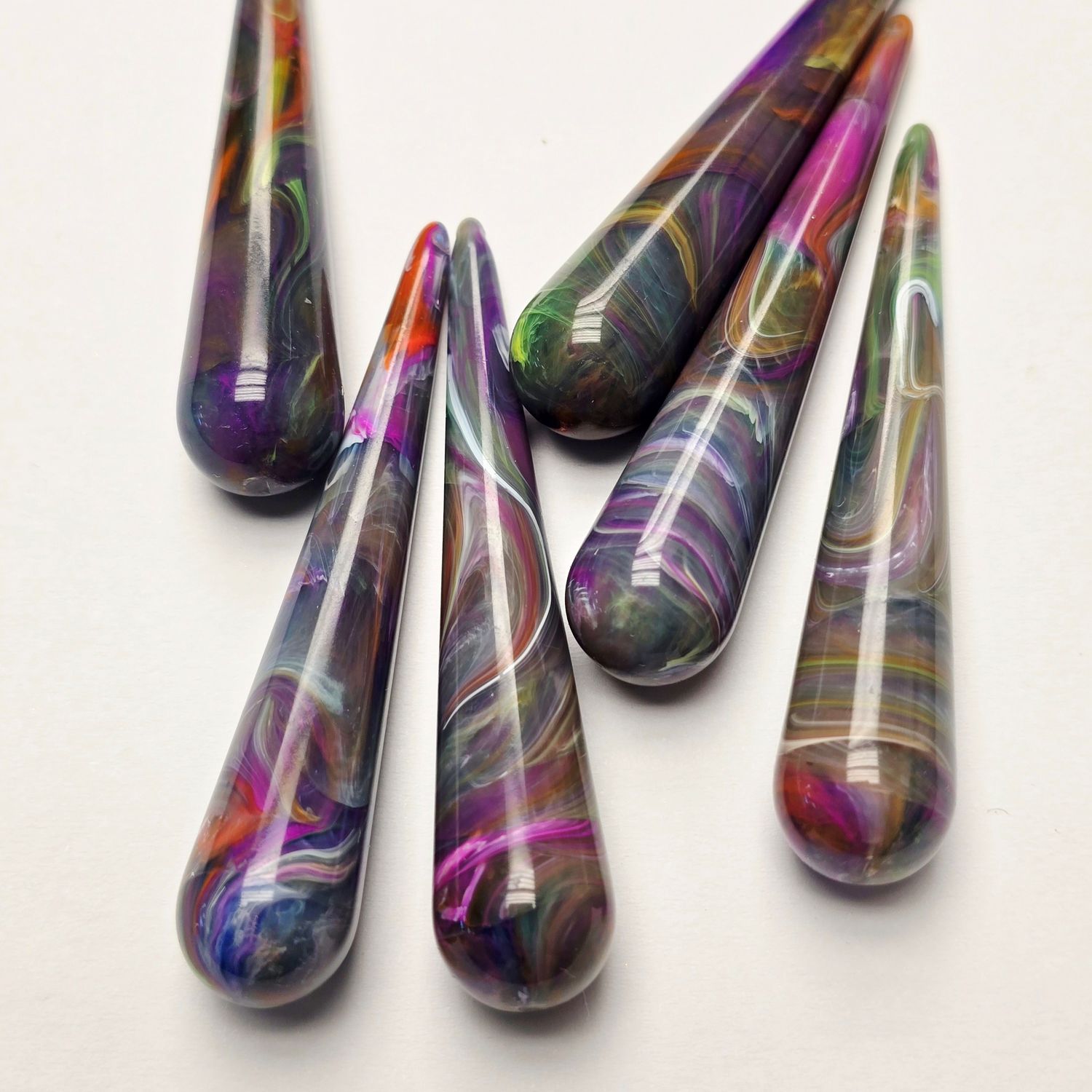 61mm Drop Pendants: Multi-Color Swirl - German Resin