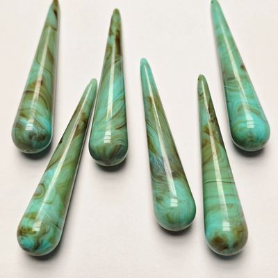 61mm Drop Pendants: Teal & Brown Swirl - German Resin