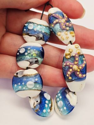 Lampwork Beads: Beach Theme Mixed Size (7 Beads)