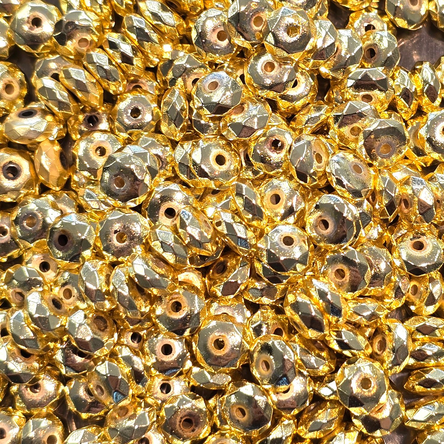 6mm Spacer Beads: Bright Gold Plated Hematite - 10+ grams