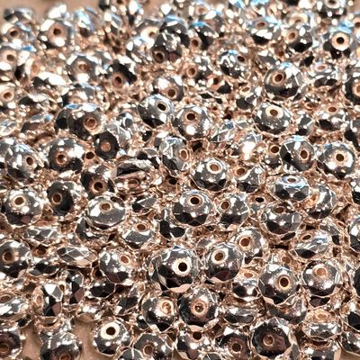 6mm Spacer Beads: Bright Silver Plated Hematite - 10 grams