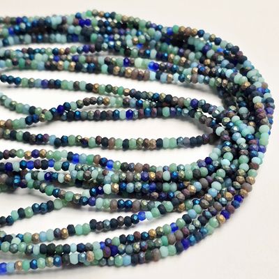 2mm Micro Rondelles: Matte Blue Mix