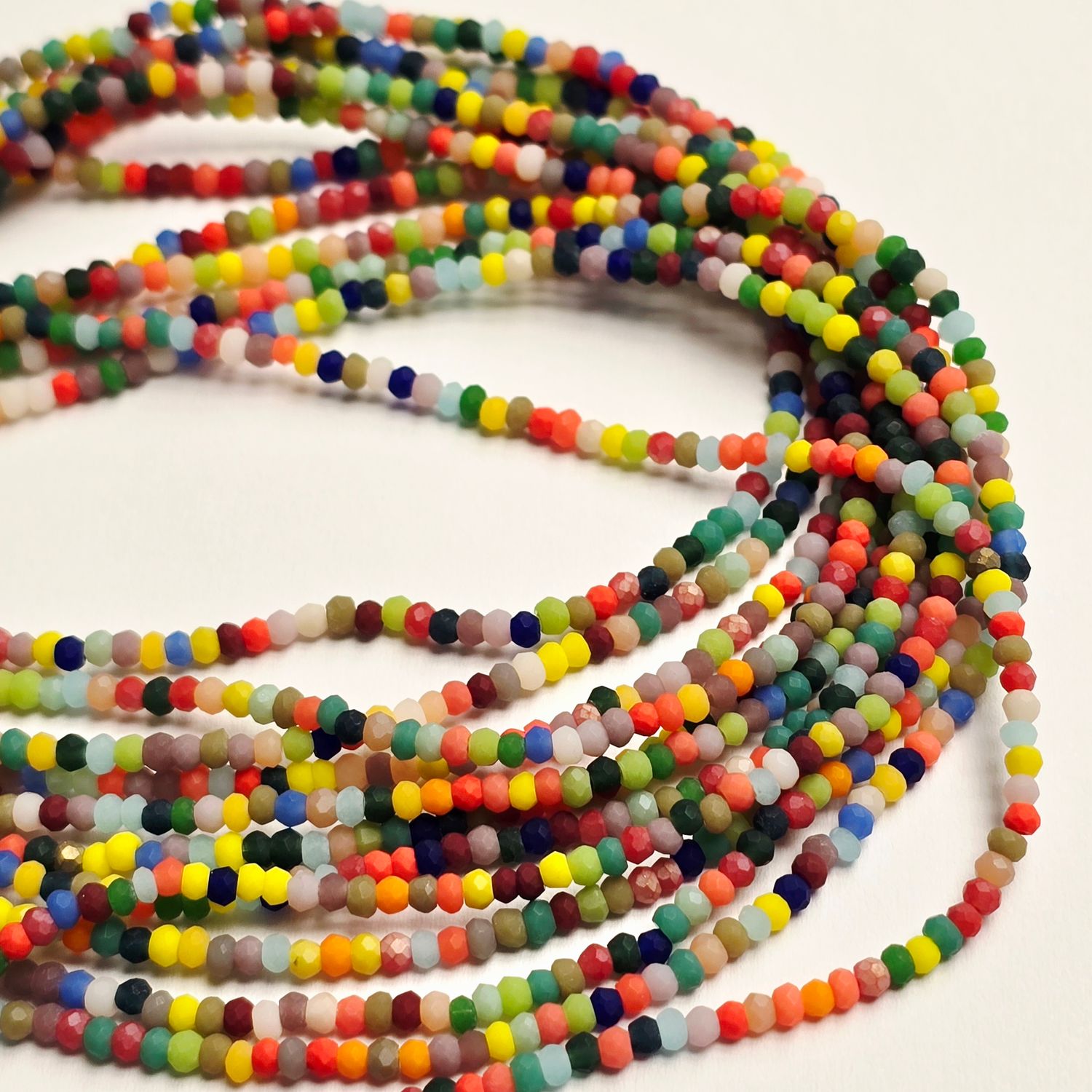 2mm Micro Rondelles: Matte Rainbow