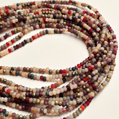 2mm Micro Rondelles: Matte Red/Purple Mix