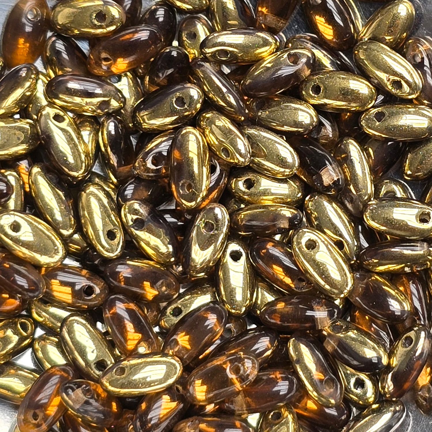Rizo Beads: Gold and Smoky Topaz