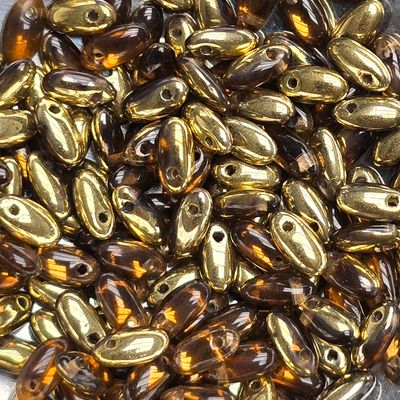 Rizo Beads: Gold and Smoky Topaz