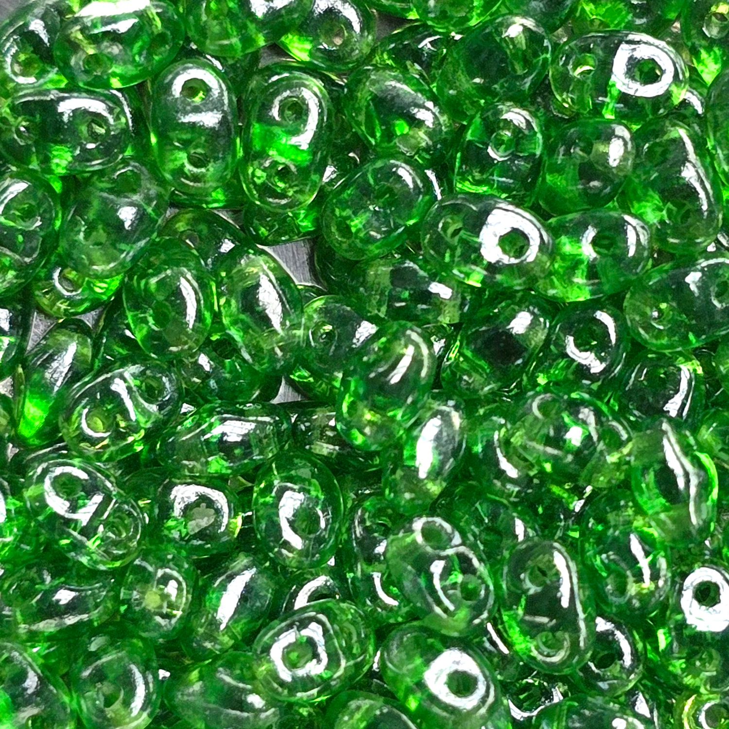 MiniDuo Beads: Transparent Chrysolite Luster