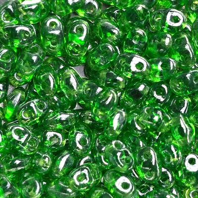 MiniDuo Beads: Transparent Chrysolite Luster