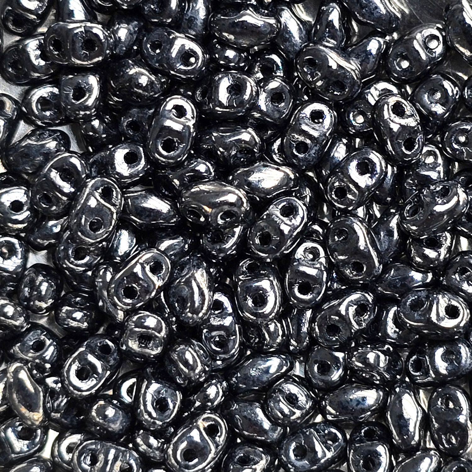 MiniDuo Beads: Jet Hematite