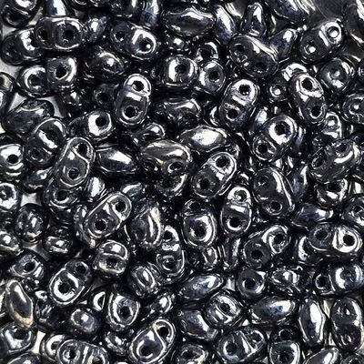 MiniDuo Beads: Jet Hematite