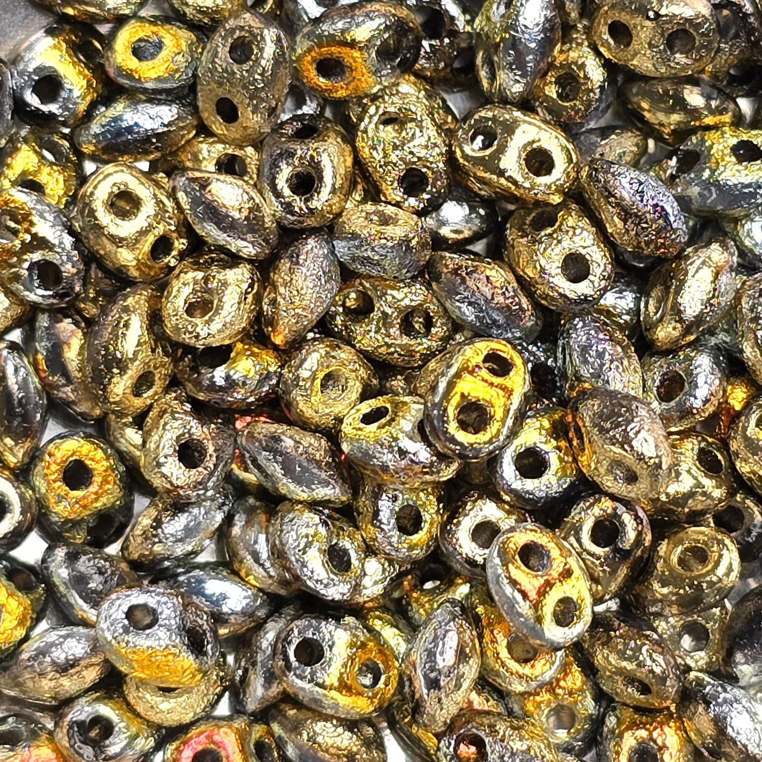 MiniDuo Beads: Etched Gold Silver