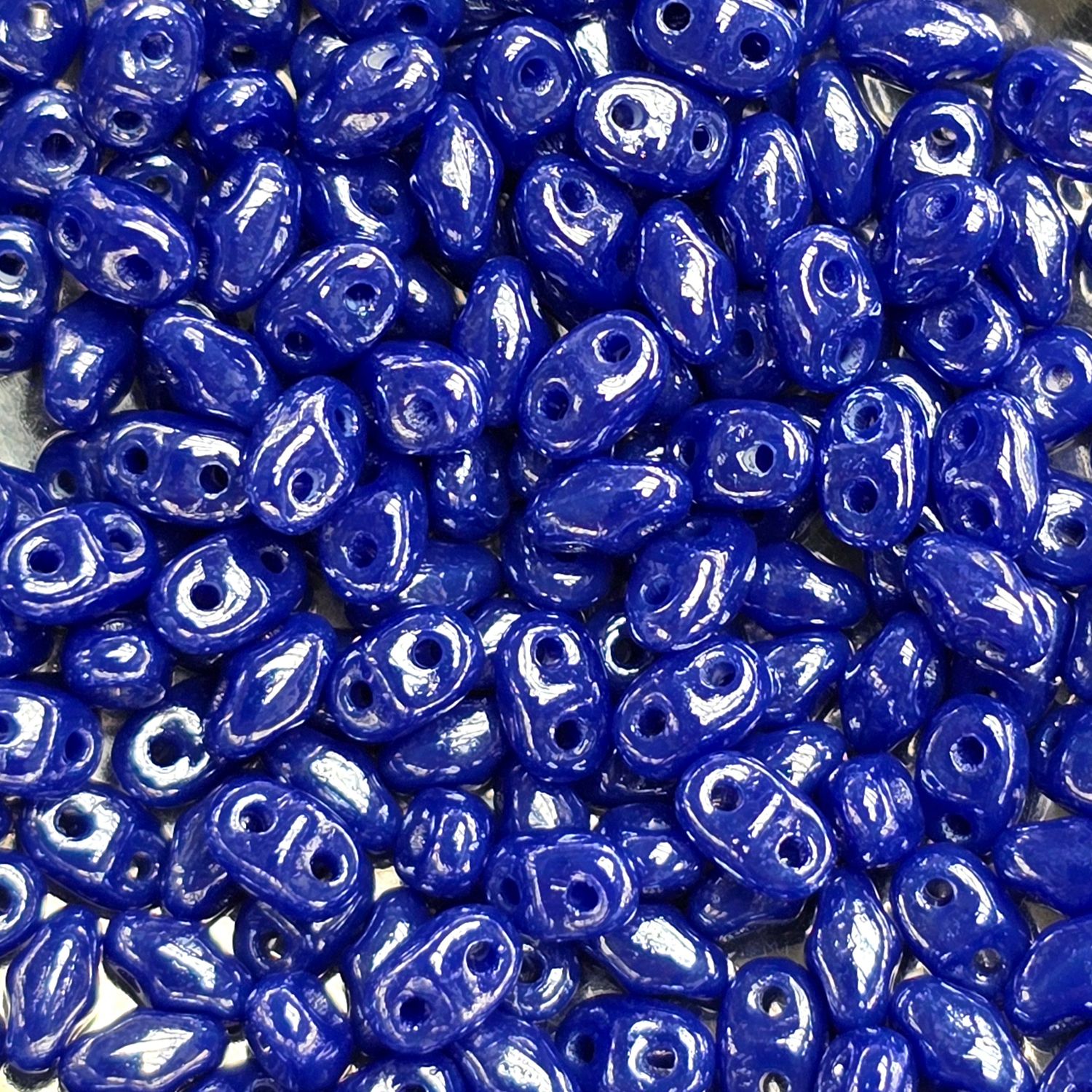 MiniDuo Beads: Opaque Blue Luster