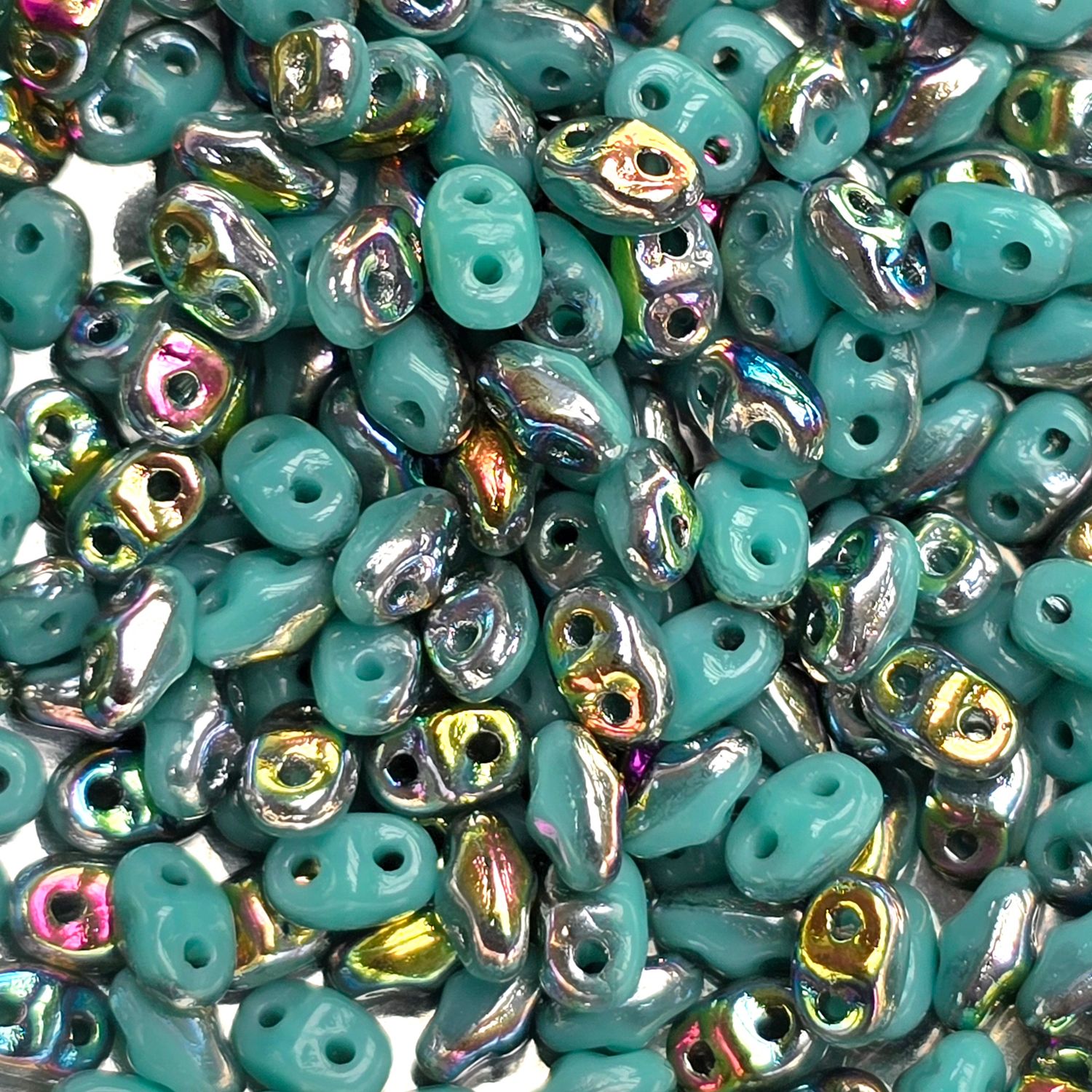 MiniDuo Beads: Opaque Teal Vitrail