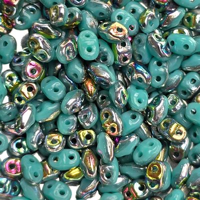 MiniDuo Beads: Opaque Teal Vitrail