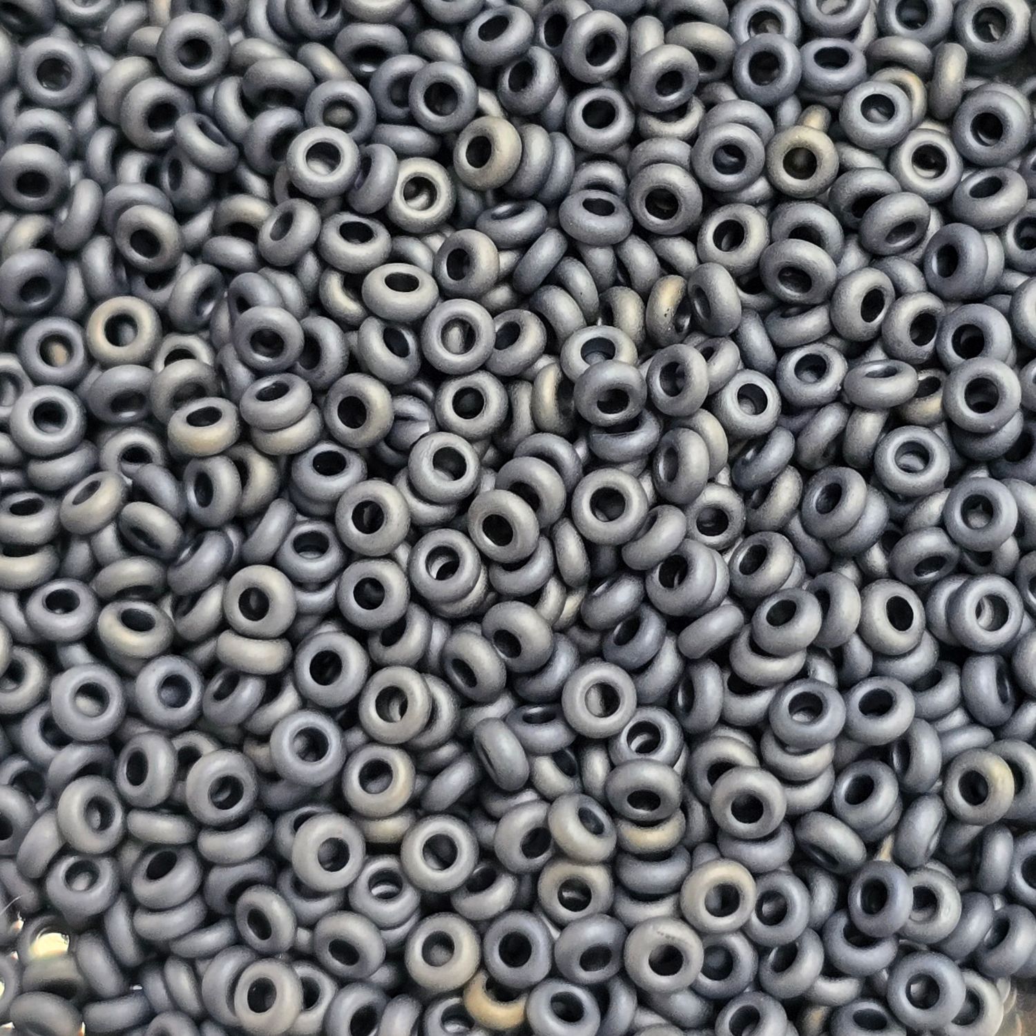 Toho 11/0 Demi Round Beads: Matte Hematite 