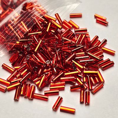 6mm Bugles: #11 Silverlined Orange/Red 6mm Bugles: #11 Silverlined Orange/Red
