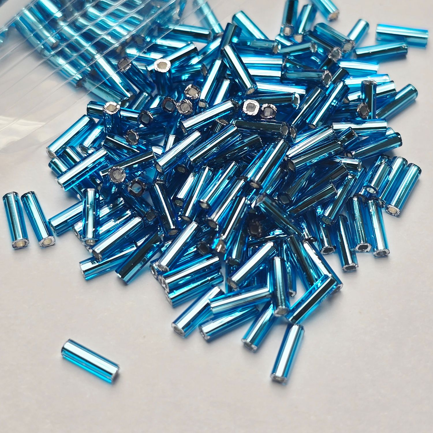 6mm Bugles: #19A Silverlined Aqua