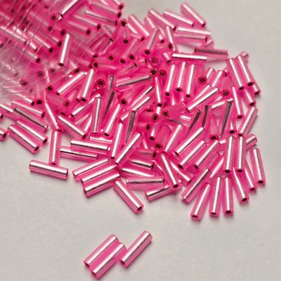 6mm Bugles: #22 Silverlined Bubblegum Pink 6mm Bugles: #22 Silverlined Bubblegum Pink