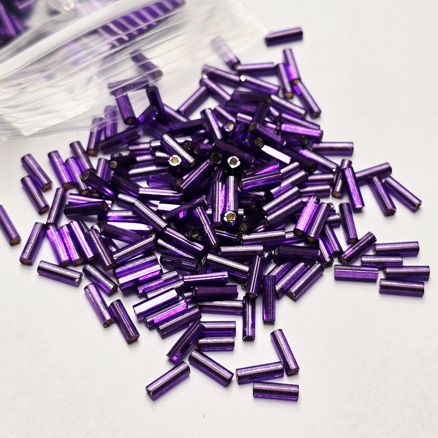 6mm Bugles: #26 Silverlined Purple