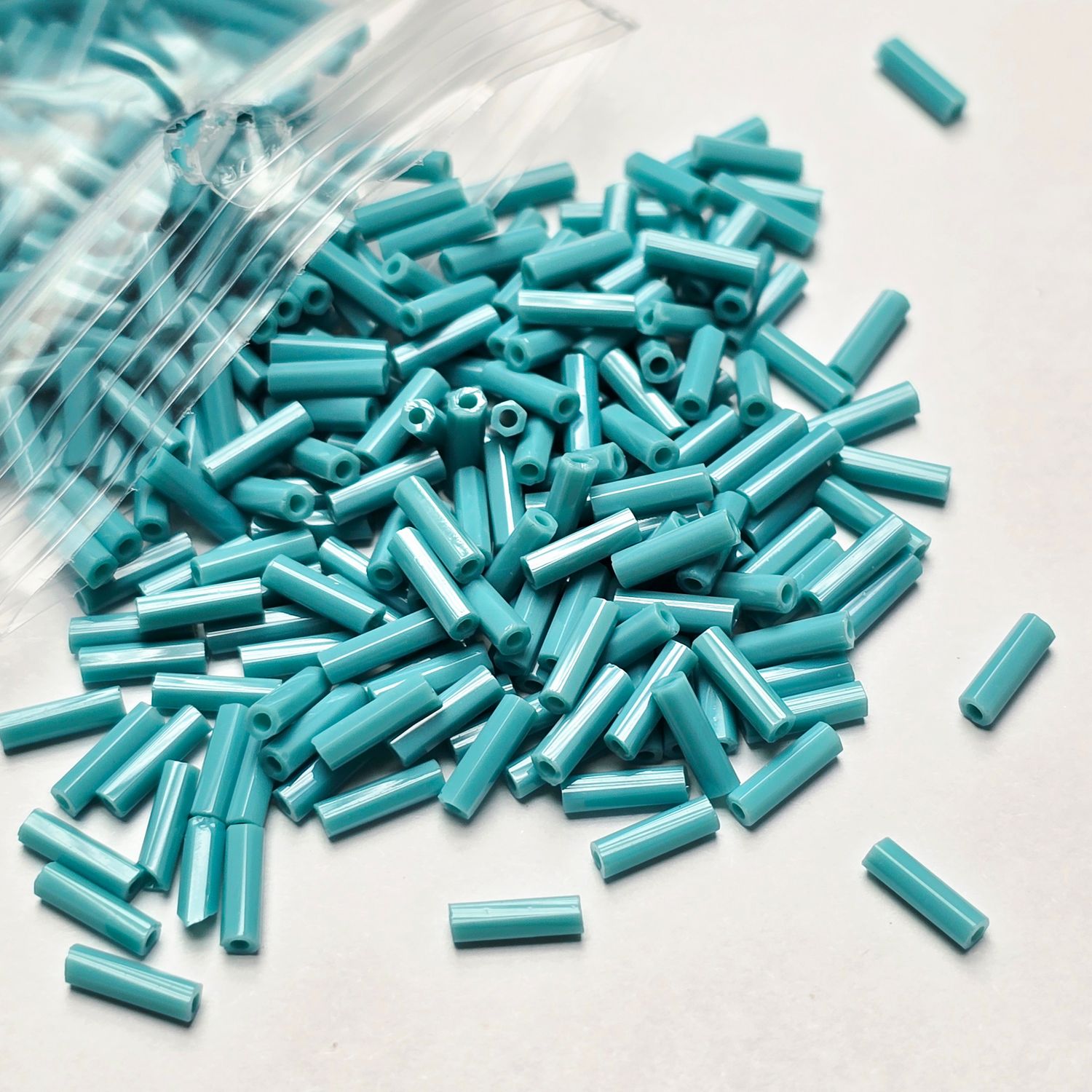 6mm Bugles: #412J Opaque Teal 6mm Bugles: #412J Opaque Teal