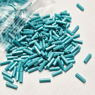 6mm Bugles: #412J Opaque Teal 6mm Bugles: #412J Opaque Teal